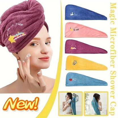 Quick Dry Shower Cap Turban for Women Girls Bathroom Super Absorbent Soft Towel Hair Dry Wrap Bonnets Cute Hair Drying Towel