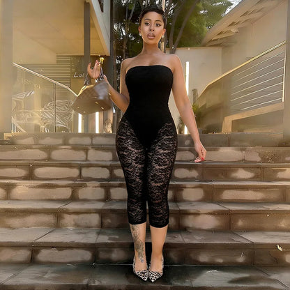 Lace See Through Bodycon Jumpsuits for Woman
