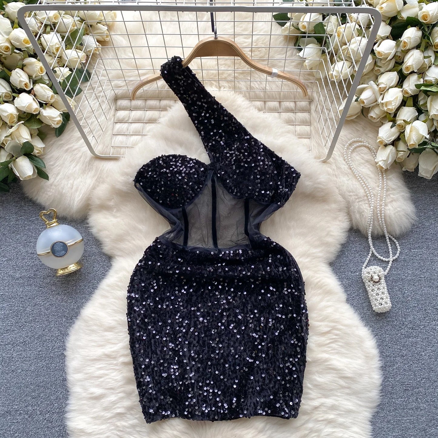 Glamour Off-Shoulder Sequin Dresses