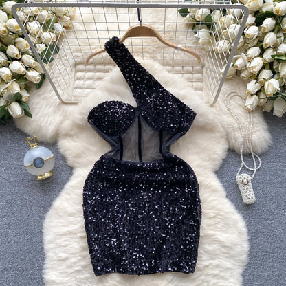 Glamour Off-Shoulder Sequin Dresses