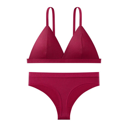 Push Up Bra Non-wire 1/3 Cup Bras + Thongs Lingerie Sets