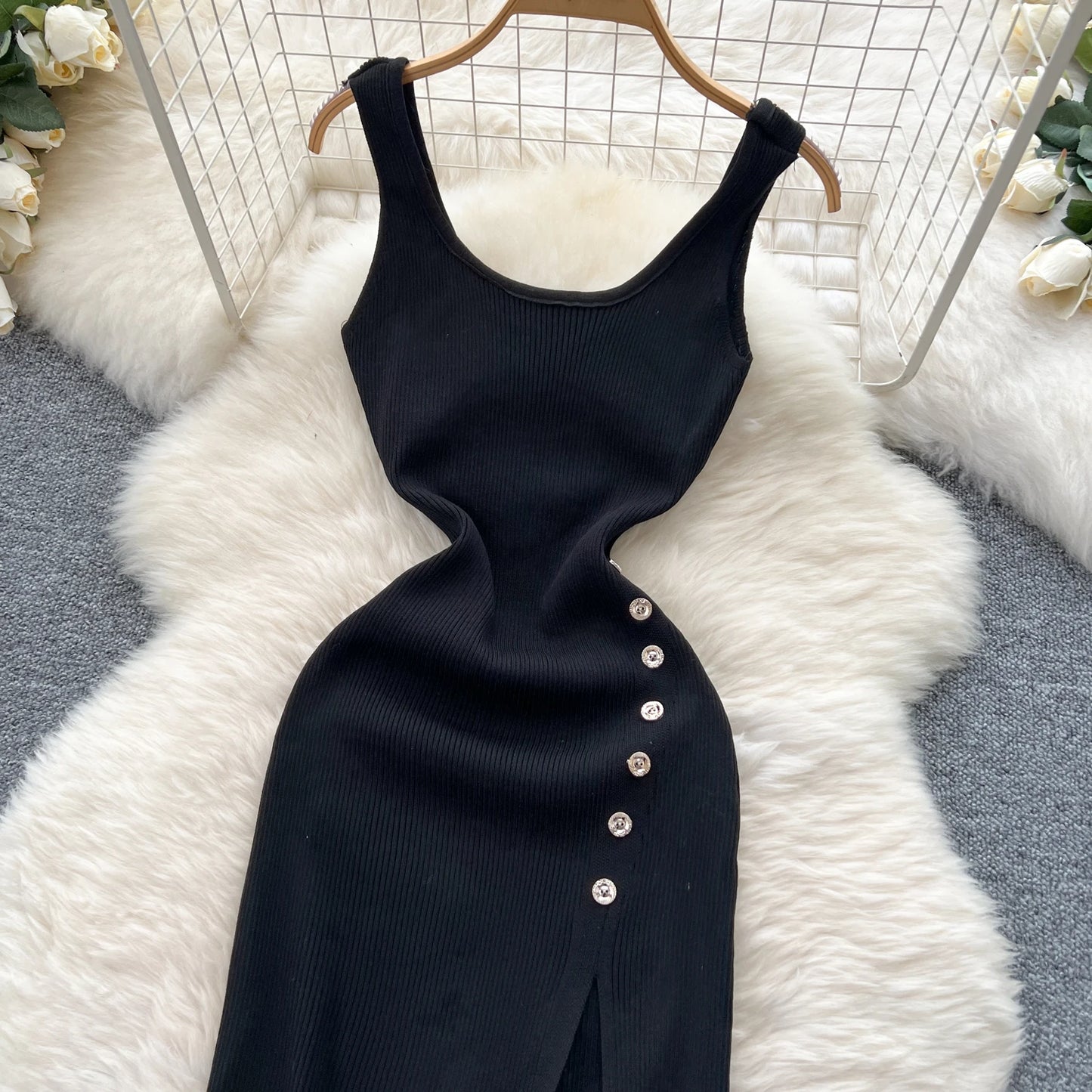 New Elastic Knitted Maxi Dresses