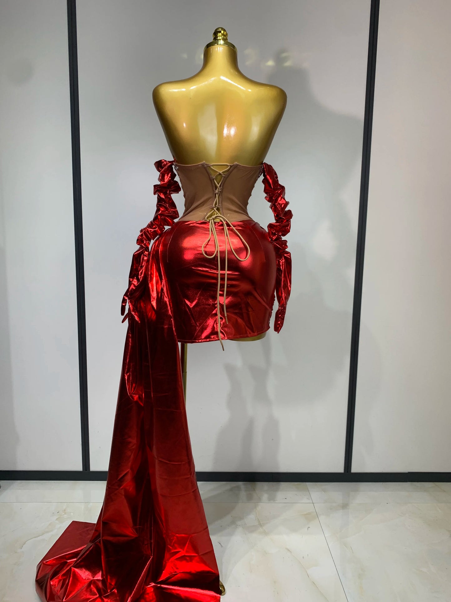 Sparkly Diamonds See Through Mini Dress + Gloves