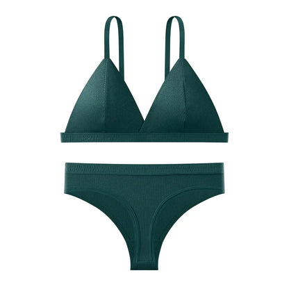 Push Up Bra Non-wire 1/3 Cup Bras + Thongs Lingerie Sets