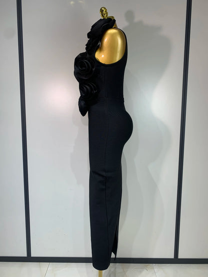 3D Flower Sleeveless Bodycon Bandage Dresses