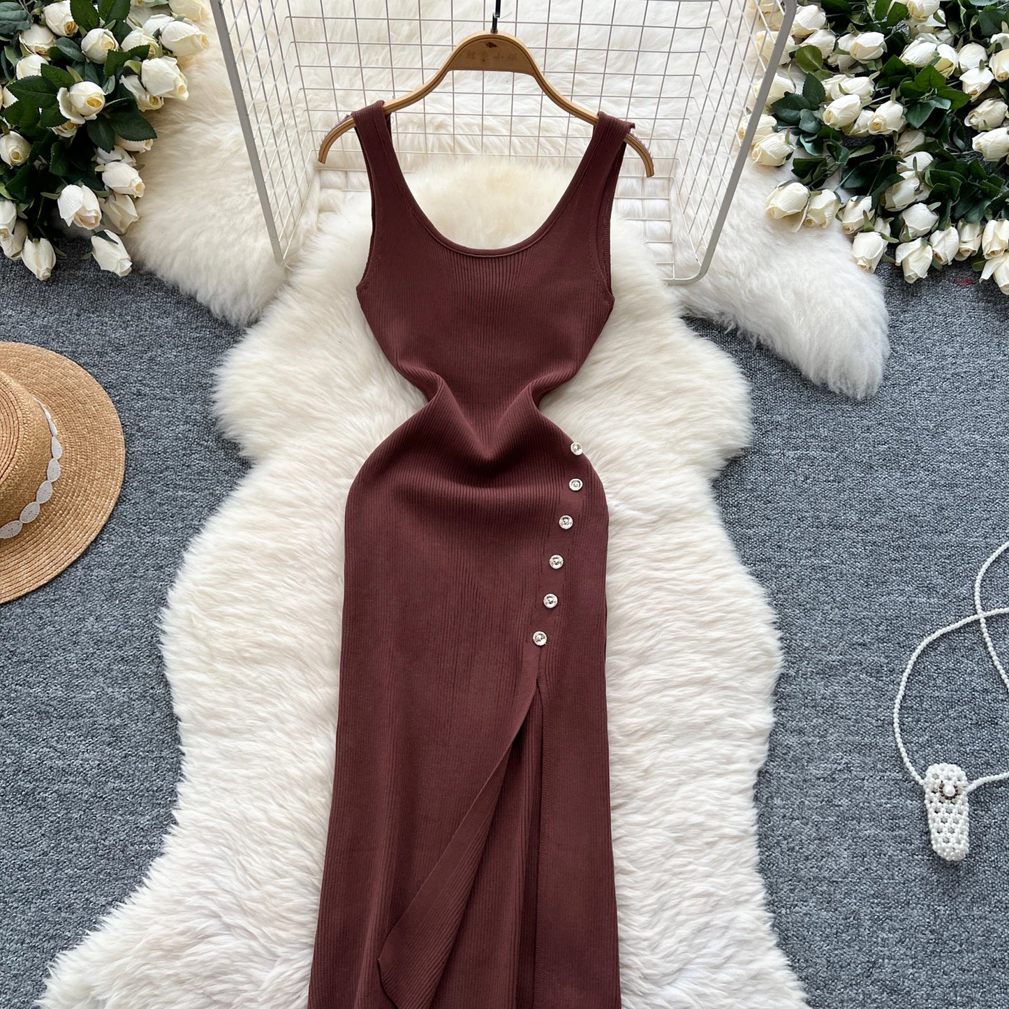 New Elastic Knitted Maxi Dresses