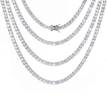 3/4/5mm 6"-24" Bling Iced Out Round Zircon Tennis Chain Chokers Necklaces 1 Row CZ Stone Link Chain Jewelry
