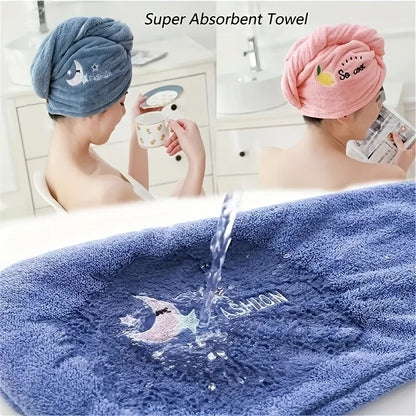 Quick Dry Shower Cap Turban for Women Girls Bathroom Super Absorbent Soft Towel Hair Dry Wrap Bonnets Cute Hair Drying Towel