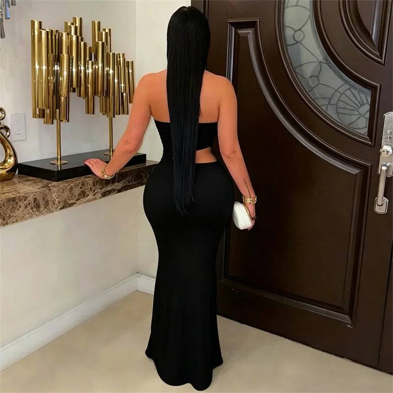 Strapless Cut Out Sheath Slim Club Wear Night Out Bodycon Maxi Dresses (Vestidos Elegantes)