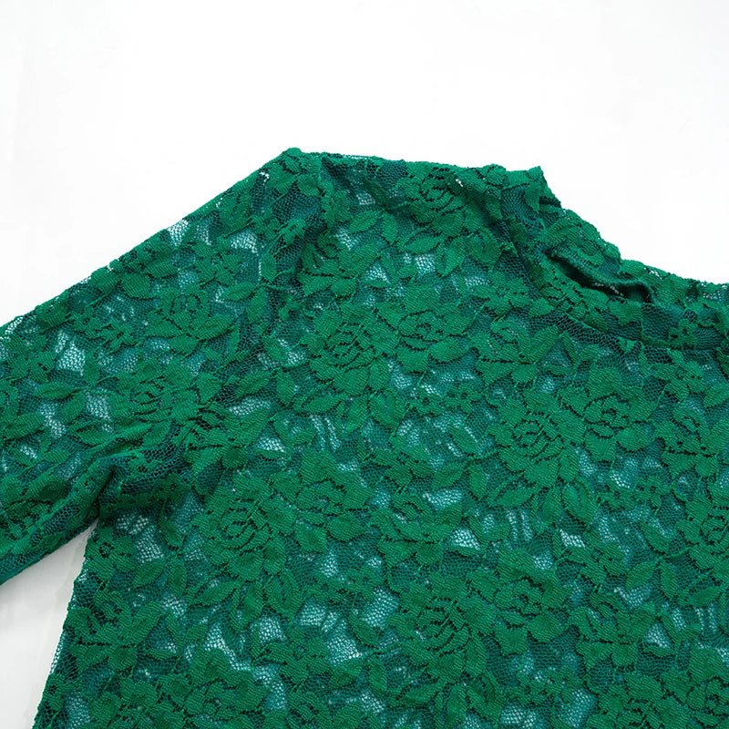 See Through O-Neck Crop Tops+Leggings Skinny Stretch Matching Midnight Party Clubwear