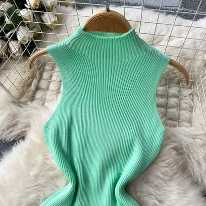 Sleeveless Slim Knitted Mini Bodycon Dresses