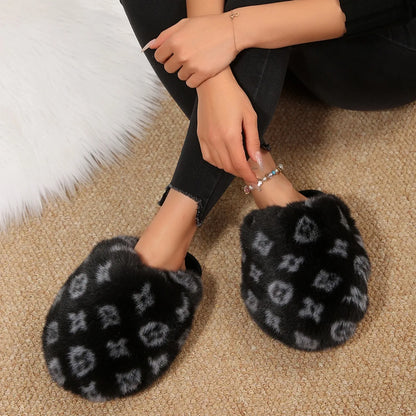 New Fluffy Luxury Designer Home Casual Fuzzy Shoes for Women