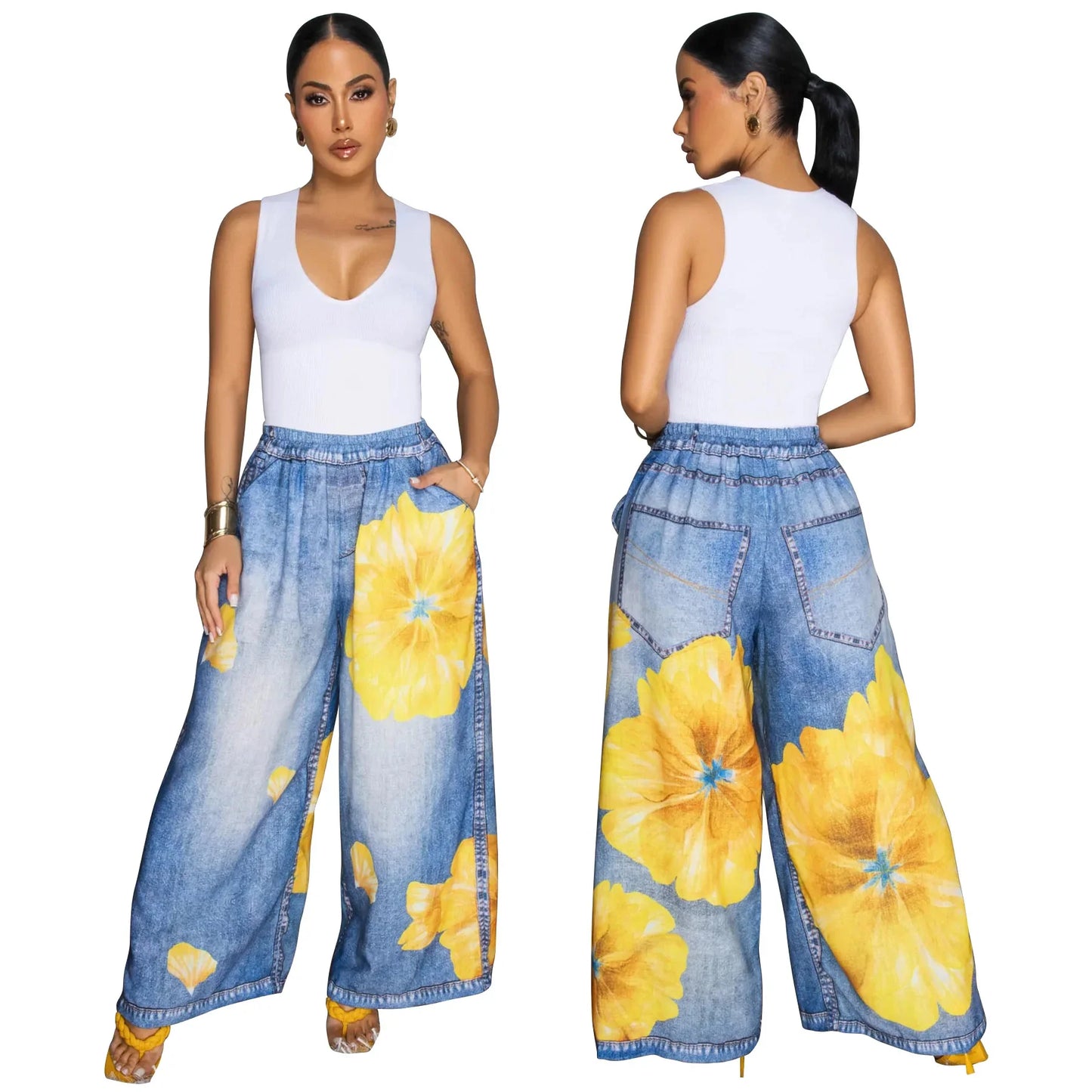 Casual Printed Wide Leg Pants (Comfortable)