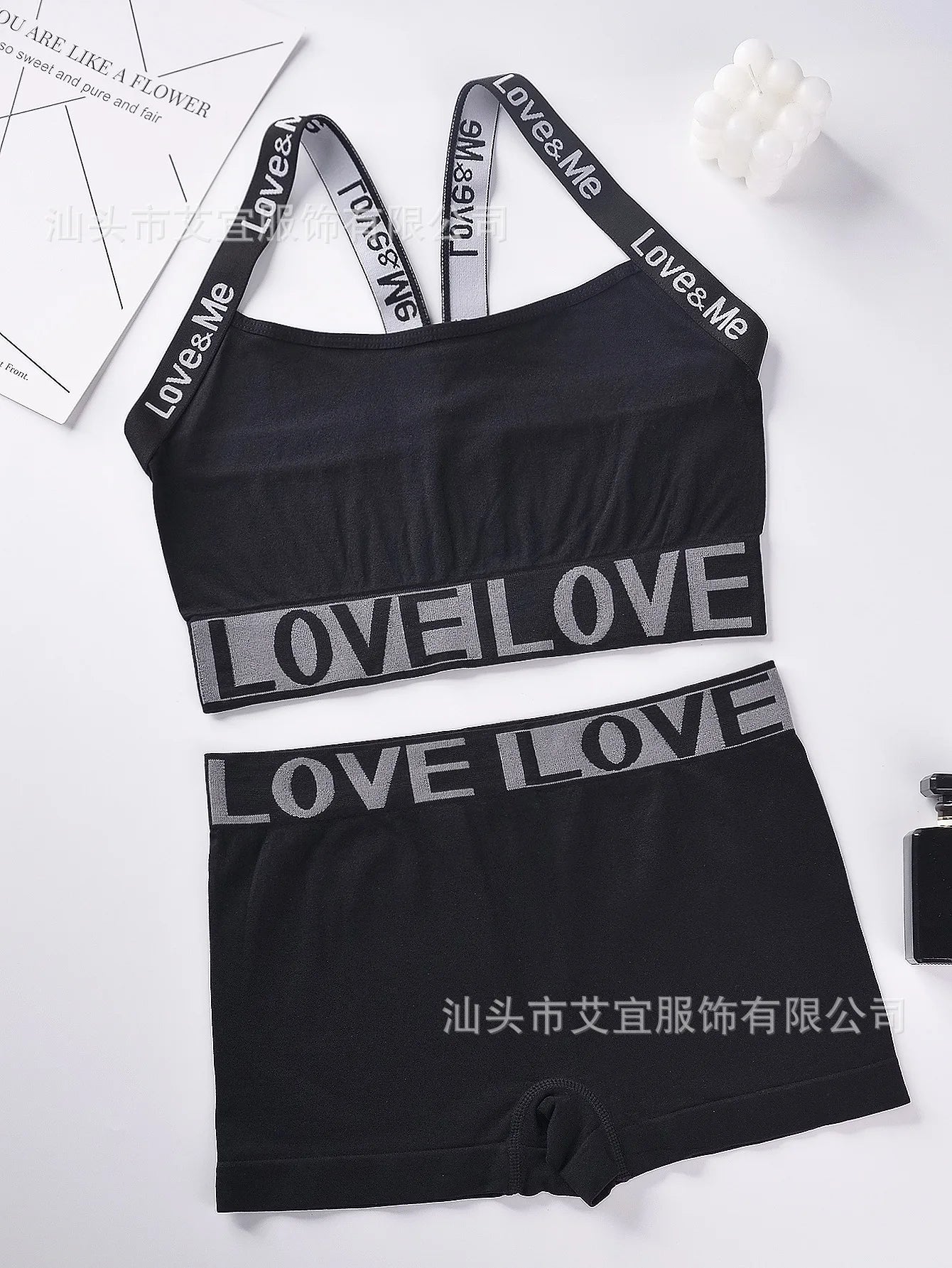 Y2K Love Straps Loungewear Top + Shorts Sets