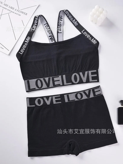 Y2K Love Straps Loungewear Top + Shorts Sets