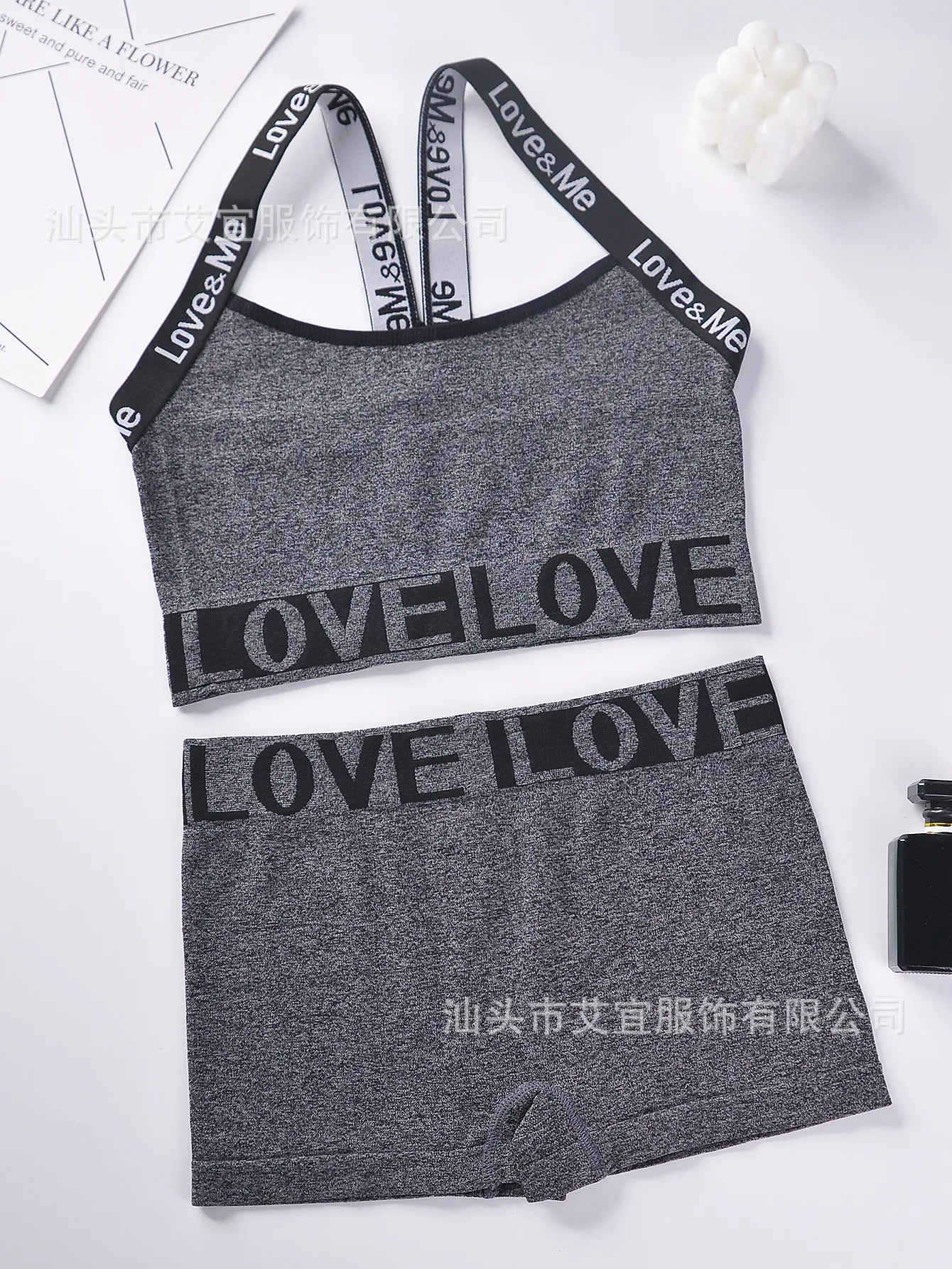 Y2K Love Straps Loungewear Top + Shorts Sets
