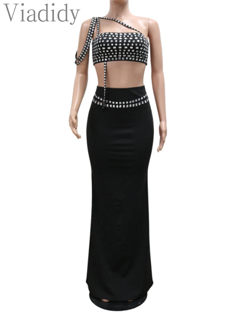 Dasani Rhinestone Top and Long Skirts Sets