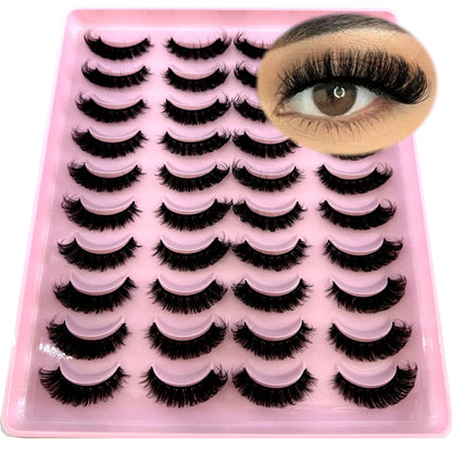 20 Pairs Natural long 3D Mink False Short Eyelashes