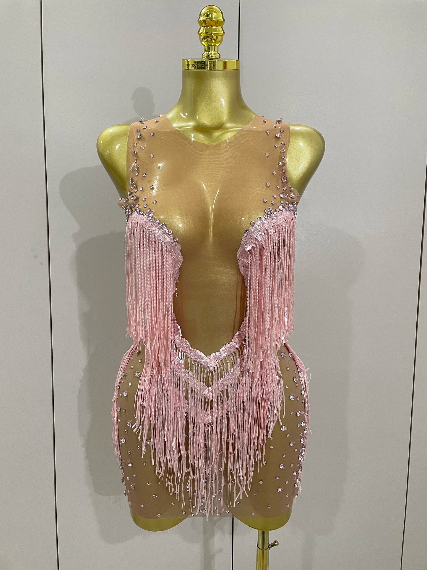 Luxury Sparkly Rhinestone Sequin Tassel Coat + Dress