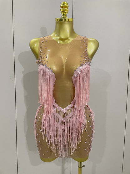 Luxury Sparkly Rhinestone Sequin Tassel Coat + Dress