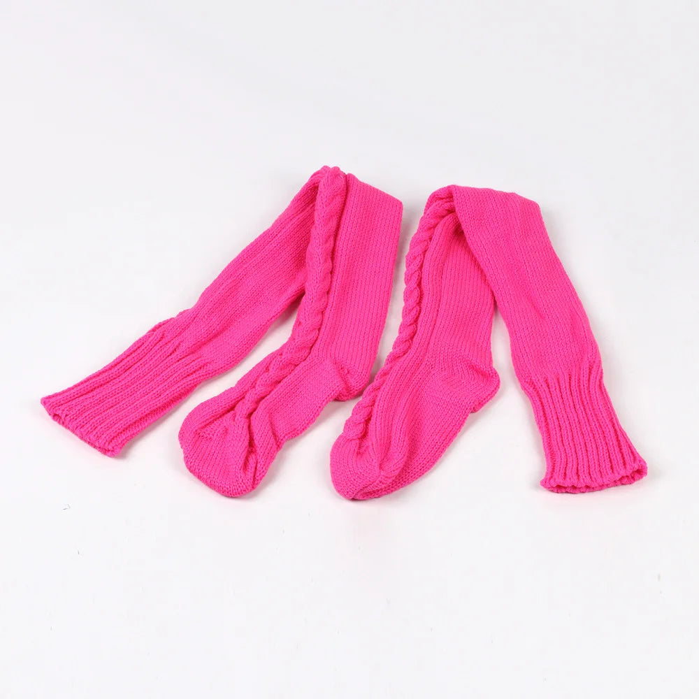 Women's Stockings Wool Foot Warmers Fashion Lady Stockings Cute Autumn Winter Solid Color Thigh-high Socks Acrylic Fibers