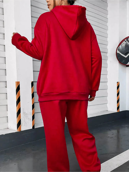 Hoodie + Pant Hip Hop Street Casual Paris Letter Pattern Printed Loose Sets