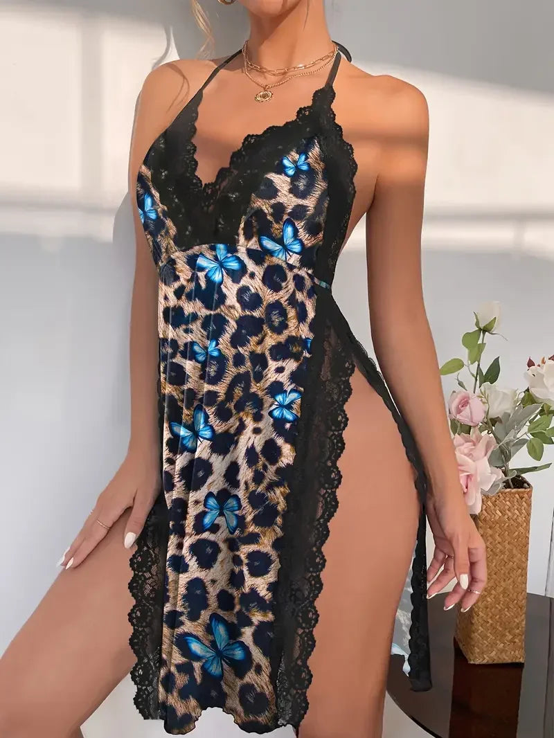 Large Size Nightgown Slit Pajamas