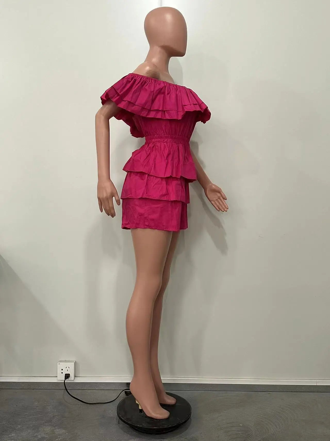 Ruffles Slash Neck Elegant Romper