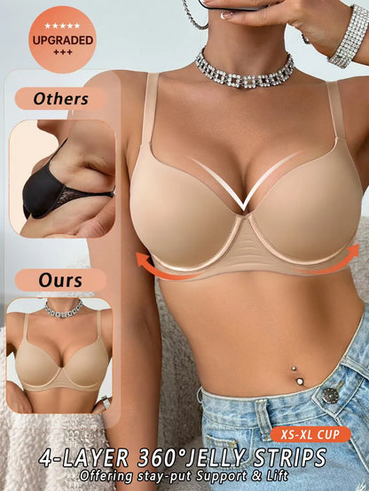 Jelly UnderWire Push Up Bra For Women Plus Size Anti-Sagging Bralette Comfortable Lingerie