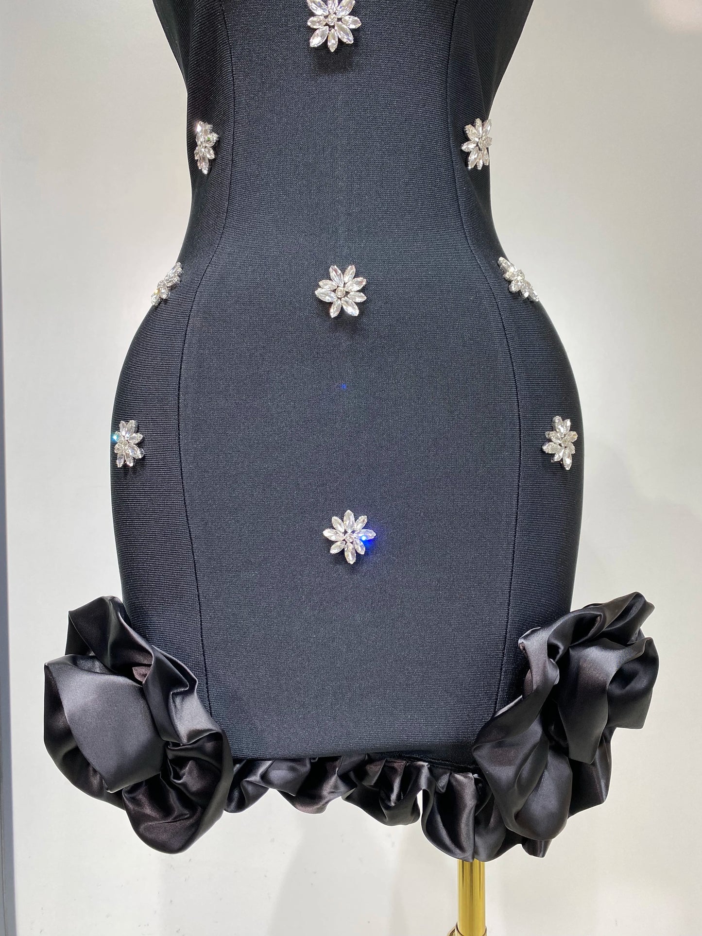 Crystal Sleeveless Square Collar Bodycon Mini Bandage Dresses