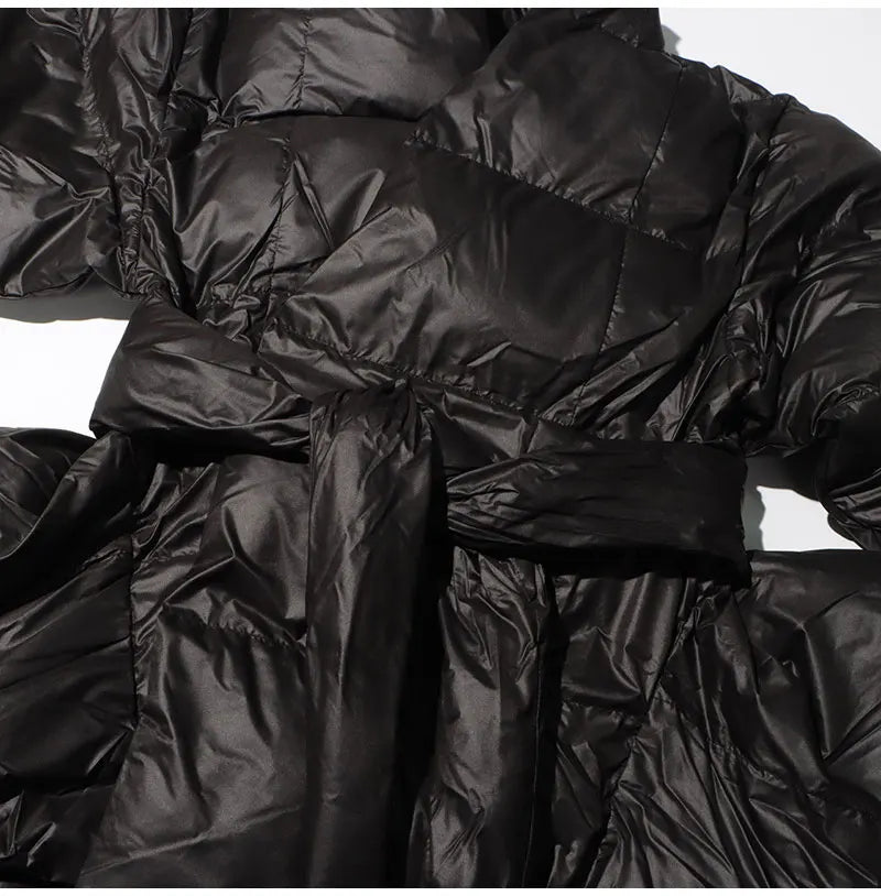 Celebrity High Quality Belt Thickened Bubble Coat