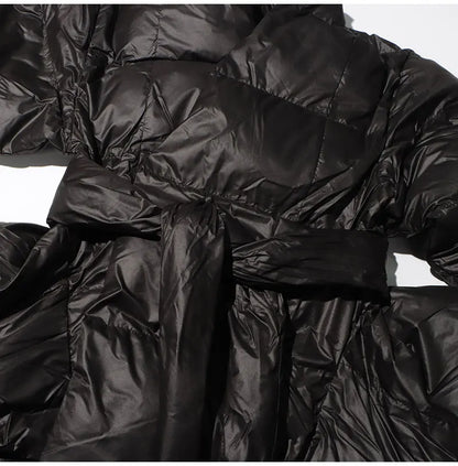 Celebrity High Quality Belt Thickened Bubble Coat