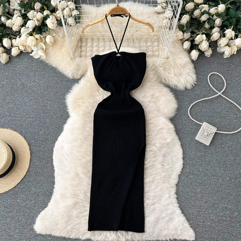 Chic Fashion Sexy Package Hips Split Knitted Dresses