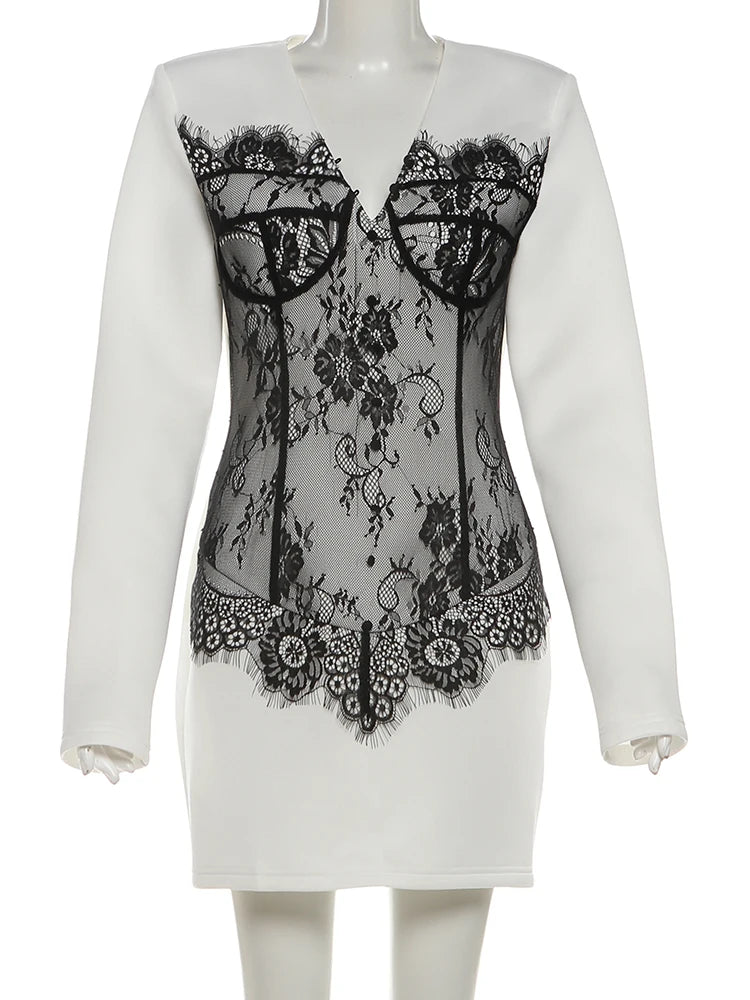 Lace Patchwork V-Neck Dresses