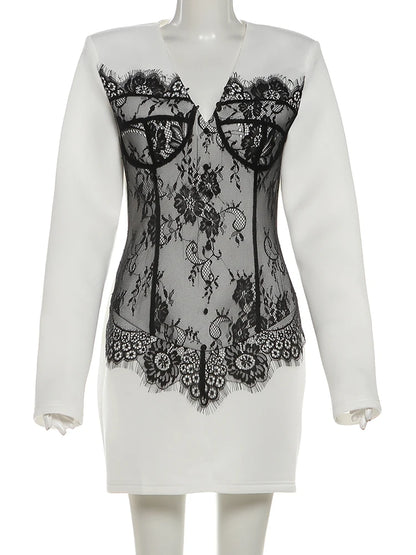 Lace Patchwork V-Neck Dresses