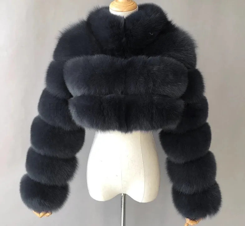 Luxury Fashion Women's Faux Fur Coat (zipper)