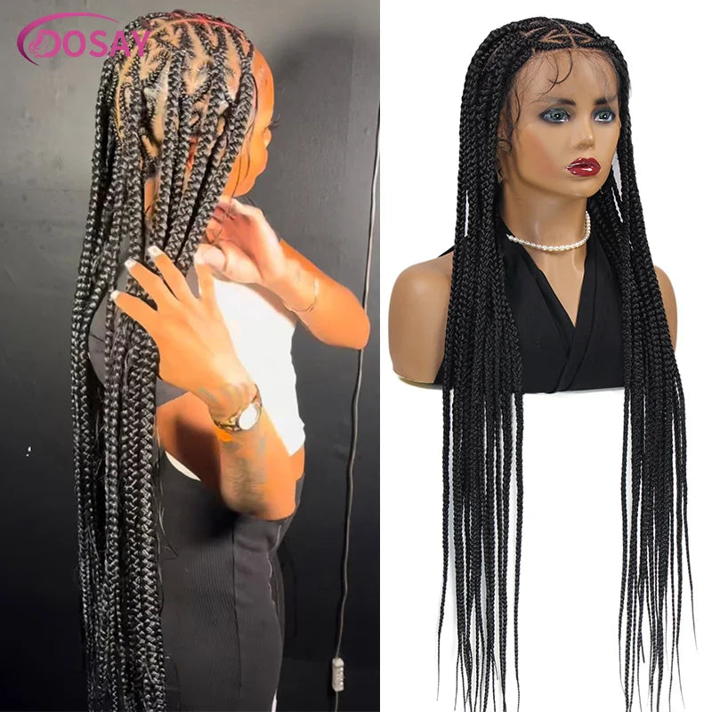 "On Sale"  Heart Box Braids Lace Wig 36 Inches Synthetic Lace Braided Wigs Cornrow Braids Lace Front Wigs For Black Women Clearance