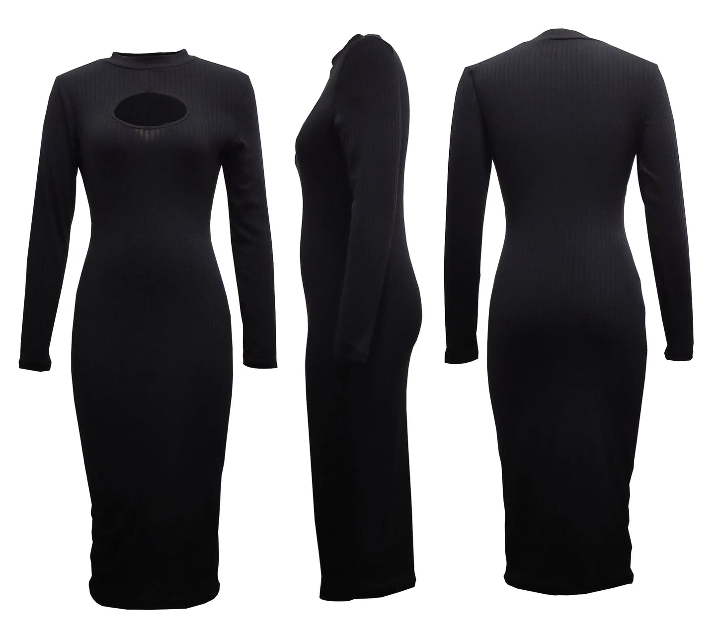 Solid color long-sleeved white collar dresses