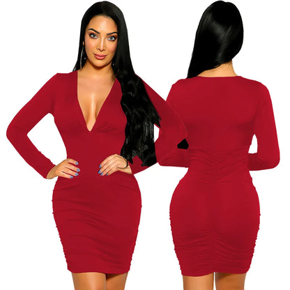 Deep V-neck Women Dresses