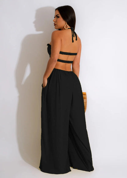 Long Loose Solid Color Seductive Flowing Jumpsuits