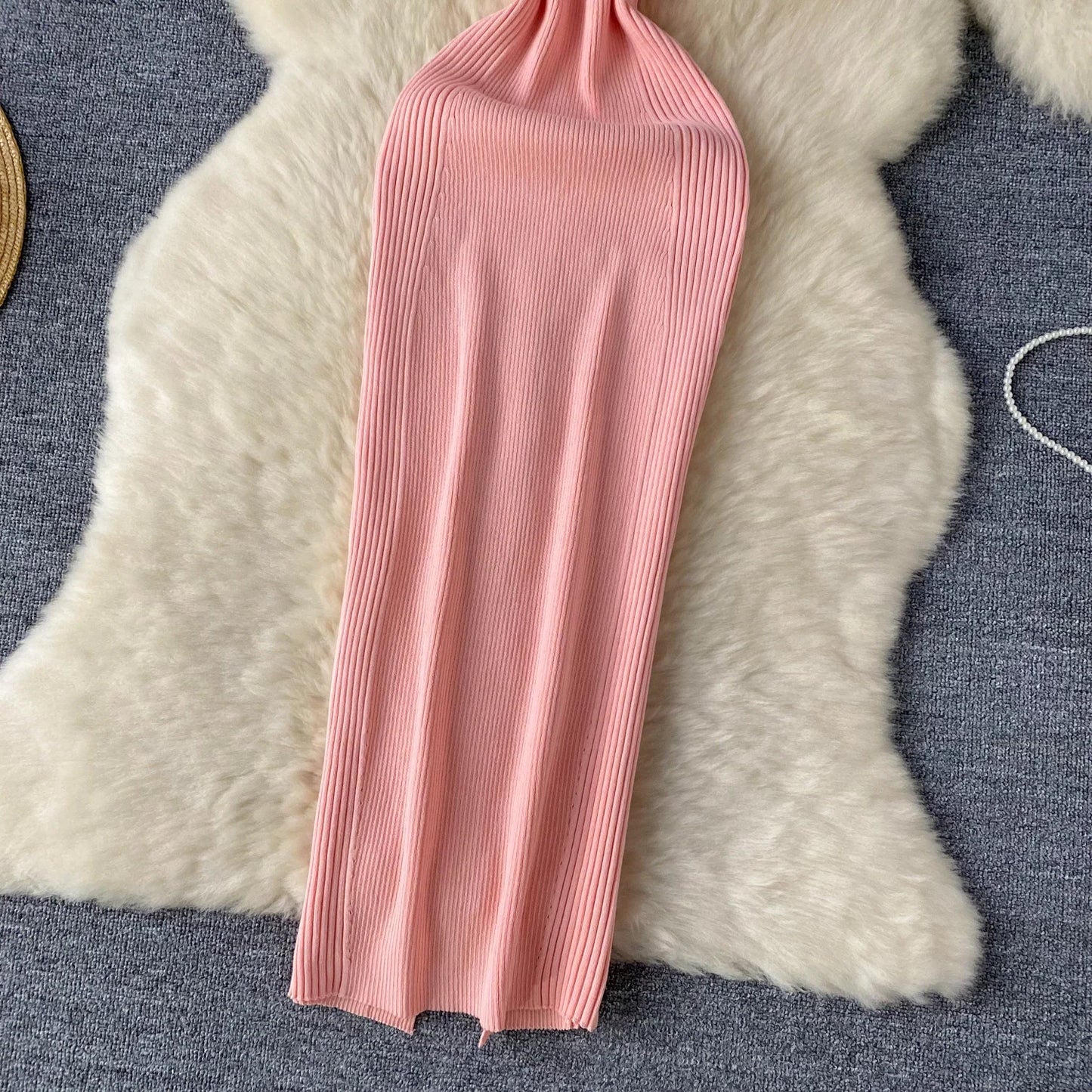 Single Shoulder Ink Knit Dress Backless Tank Striped Slim Bodycon Sundress Women Summer Beachwear Sexy Chic Vestidos