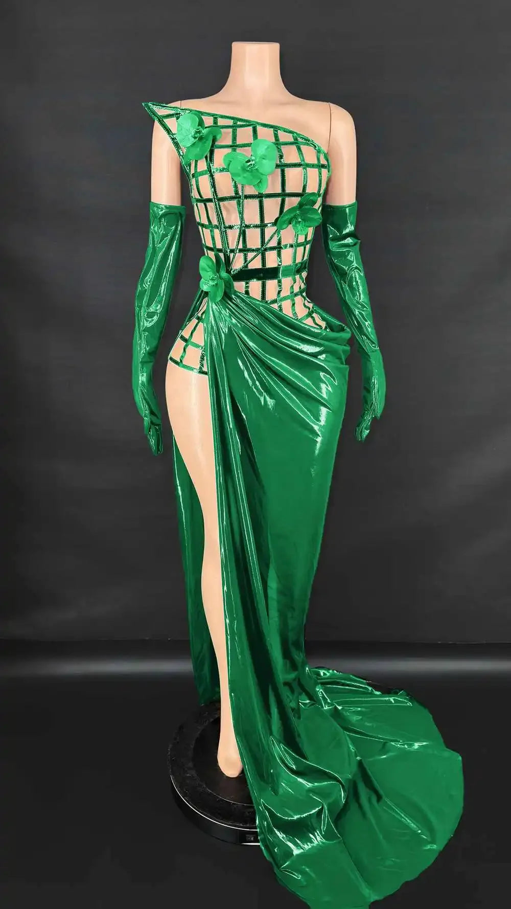 See Through Top Skirt + Long Gloves Set