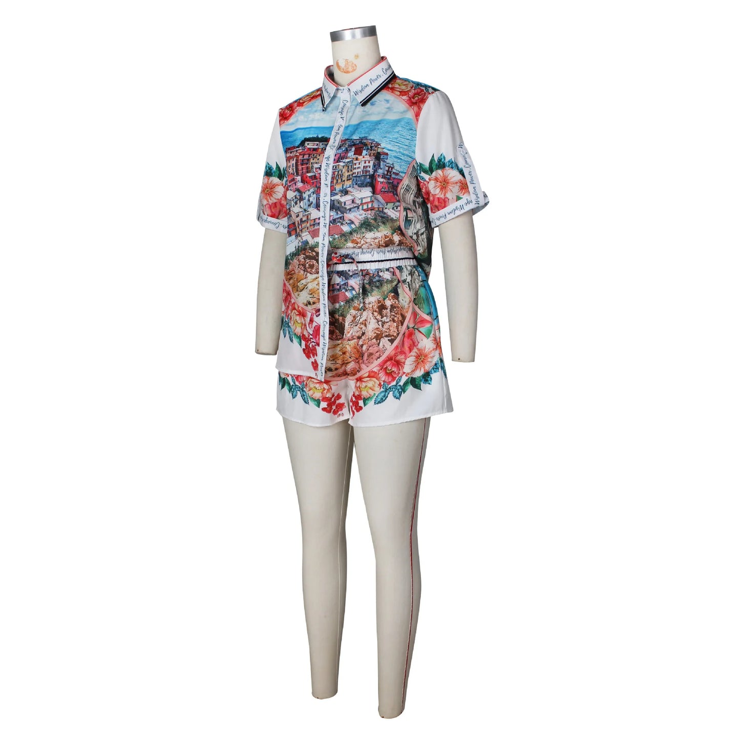 Elegant Printed Shirt Tops + Shorts Outfits