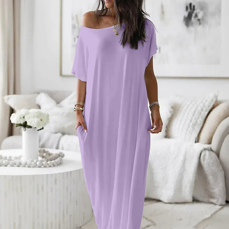 Beach Outfits Pockets Casual Vintage Maxi Dresses
