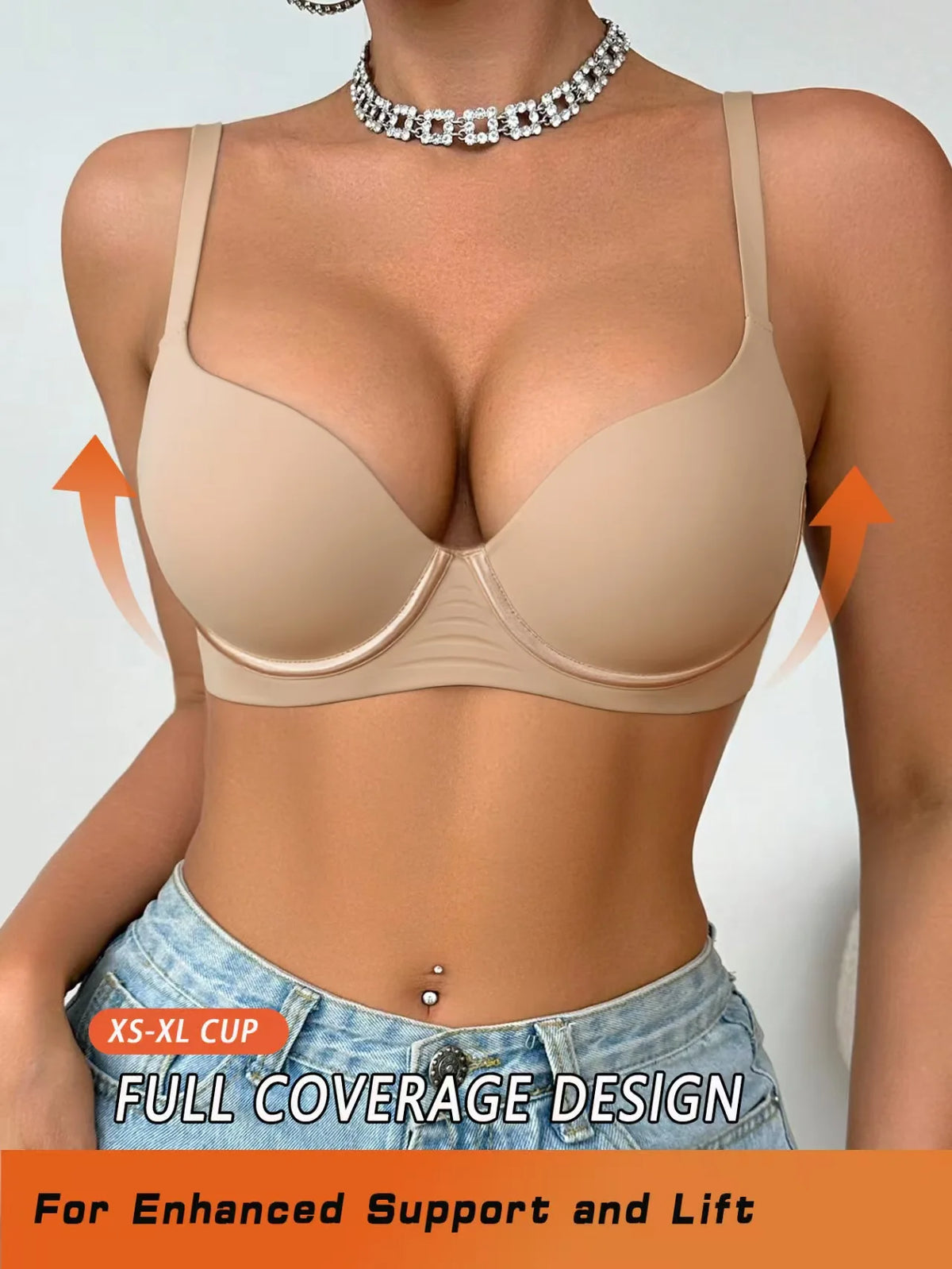 Jelly UnderWire Push Up Bra For Women Plus Size Anti-Sagging Bralette Comfortable Lingerie