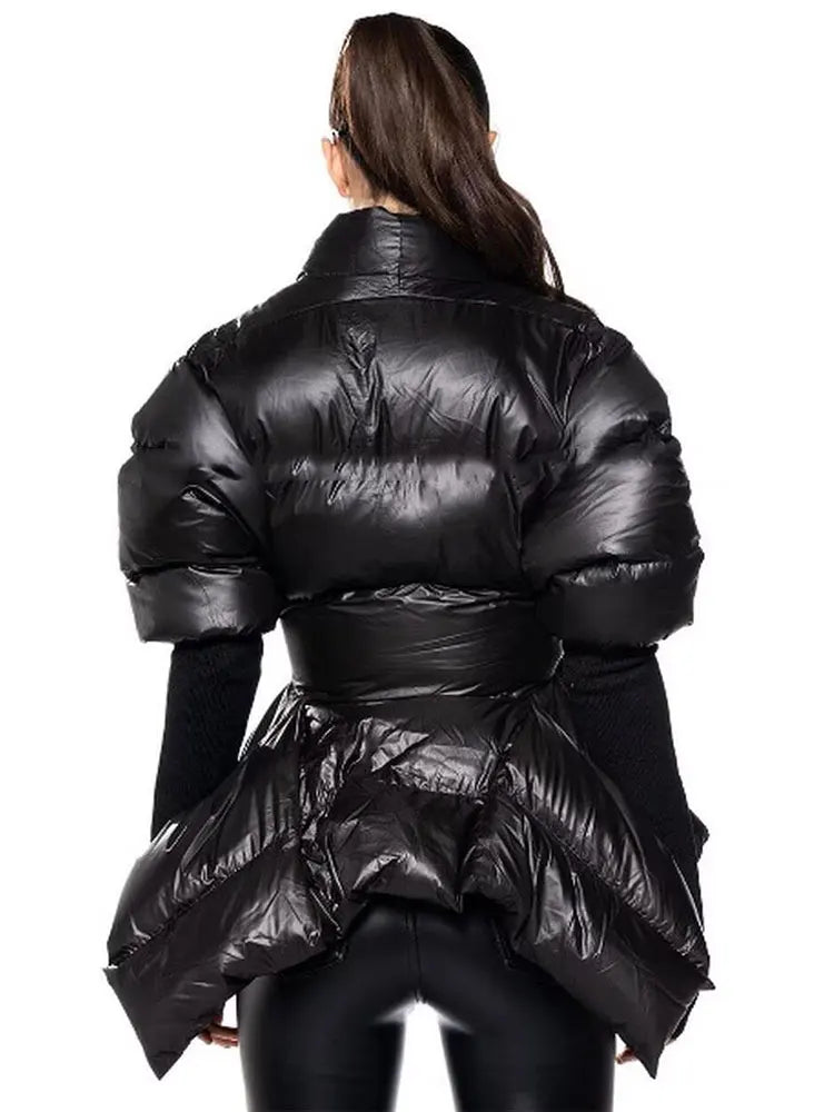 Celebrity High Quality Belt Thickened Bubble Coat