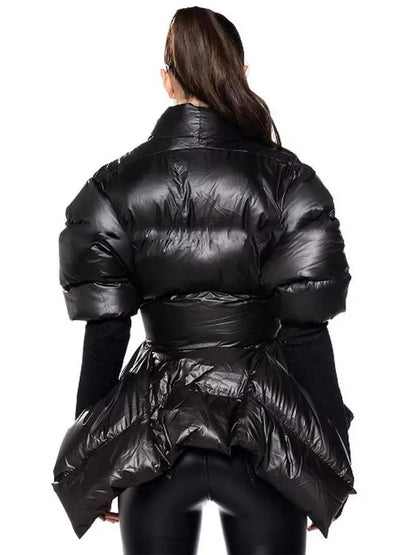 Celebrity High Quality Belt Thickened Bubble Coat