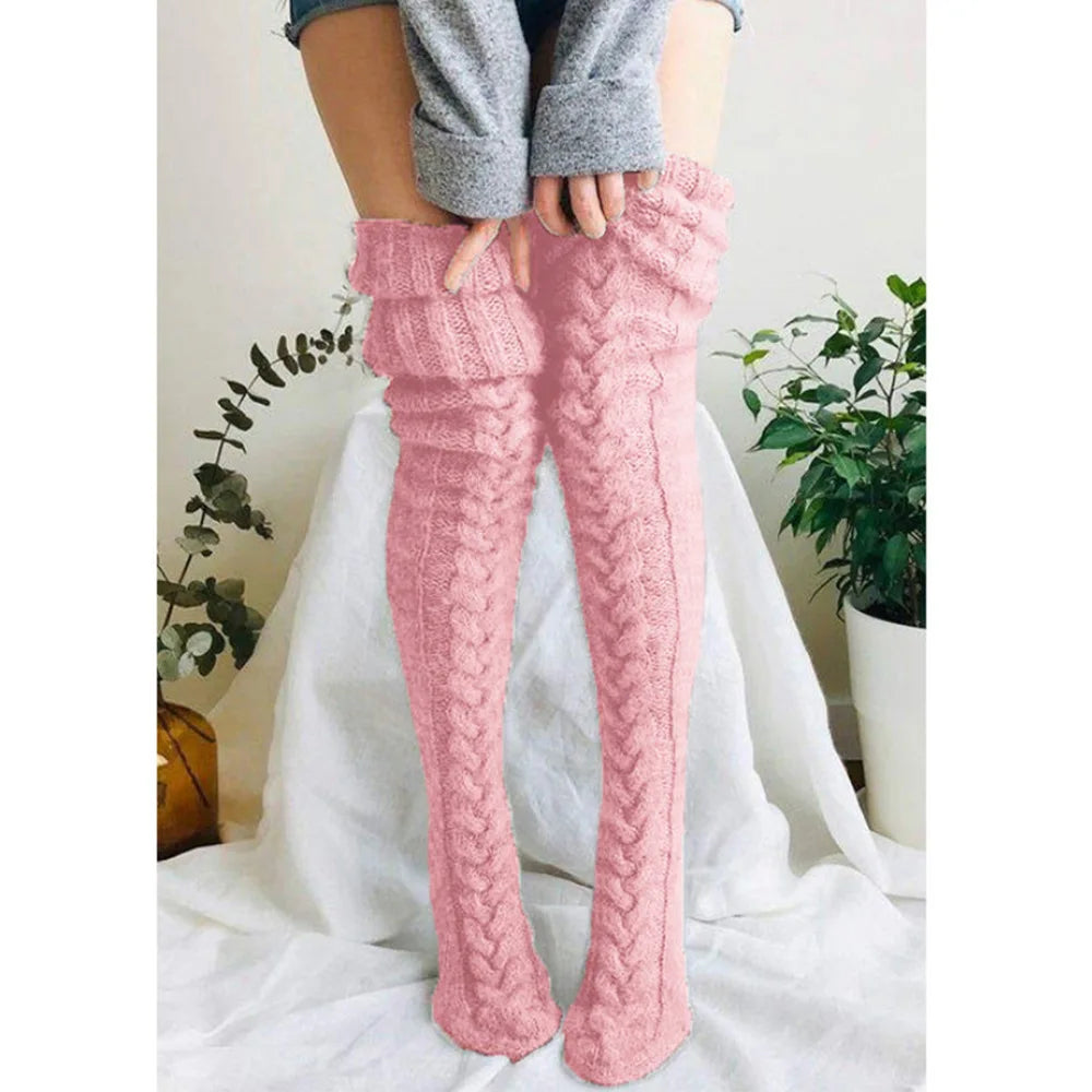 Women's Stockings Wool Foot Warmers Fashion Lady Stockings Cute Autumn Winter Solid Color Thigh-high Socks Acrylic Fibers