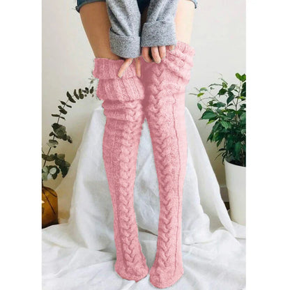 Women's Stockings Wool Foot Warmers Fashion Lady Stockings Cute Autumn Winter Solid Color Thigh-high Socks Acrylic Fibers