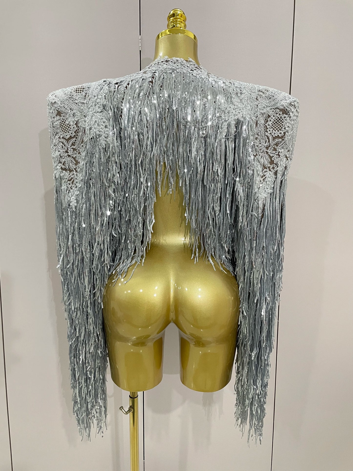 Luxury Sparkly Rhinestone Sequin Tassel Coat + Dress